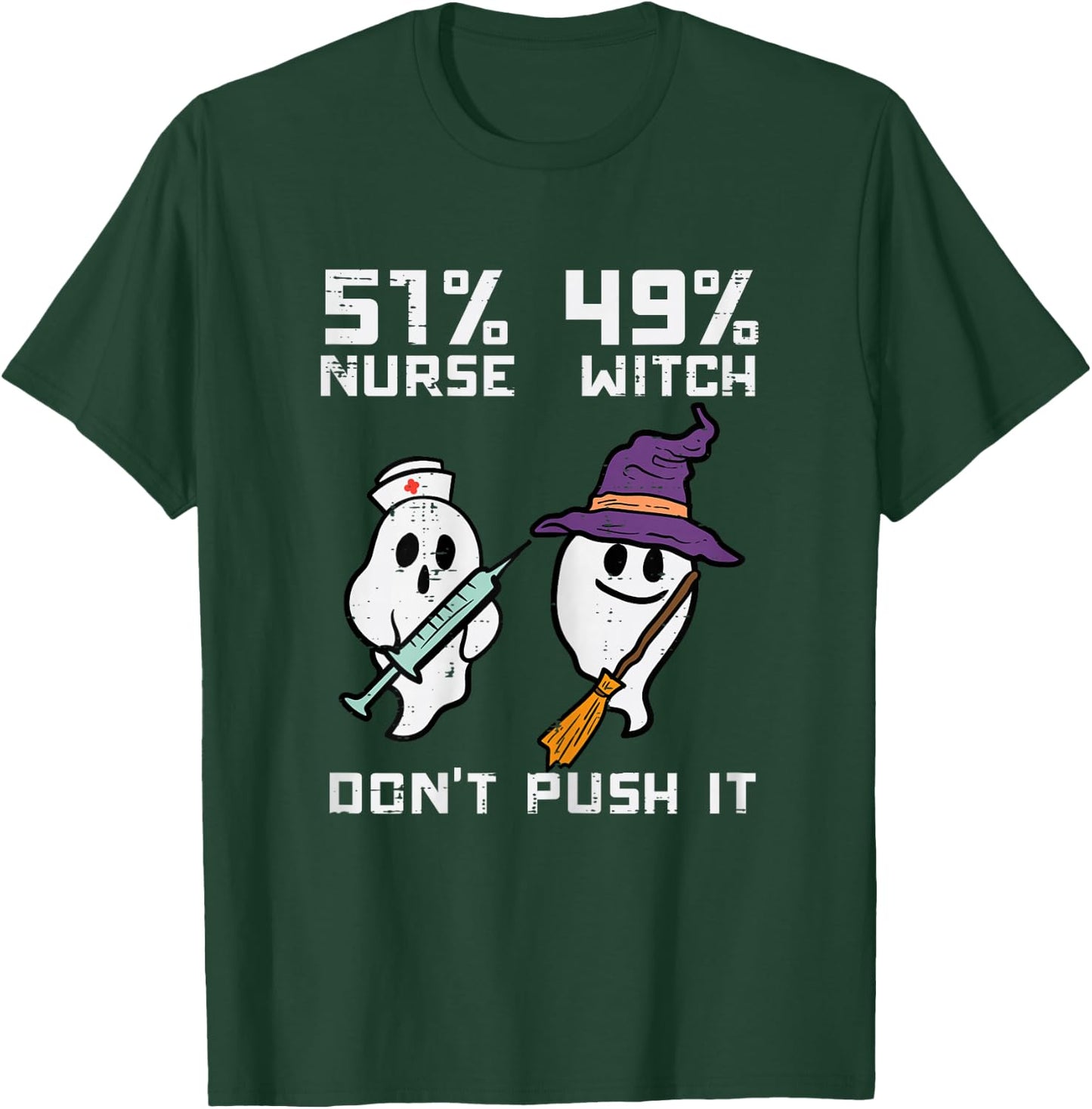 Halloween 51 Percent Nurse Witch Fun Costume Scrub Top Women T-Shirt - T-Shirt | Forest