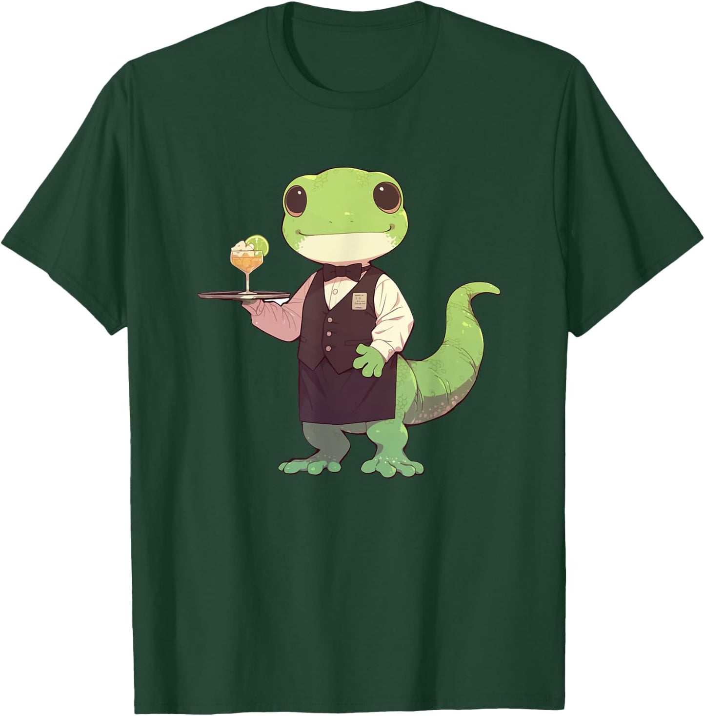 Lizard Restaurant Waiter Gecko Wildlife Animal T-Shirt - T-Shirt | Forest