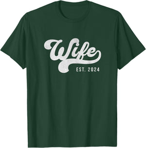 Wife Est. 2024 Married Couple Vintage Matching Wedding T-Shirt - T-Shirt | Forest