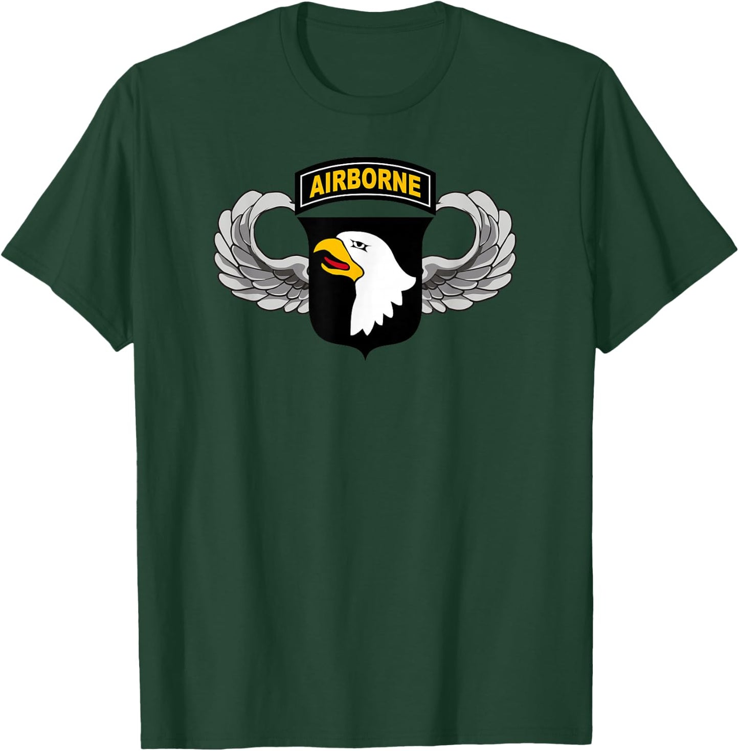 101st Airborne Division - Parachutist Wings & Patch - Center T-Shirt - T-Shirt | Forest