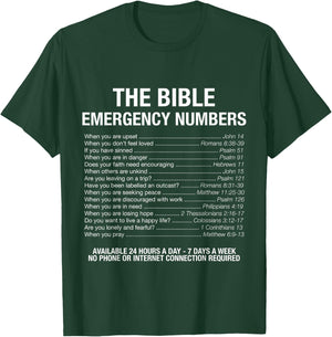 The Bible Emergency Numbers T-Shirt - T-Shirt | Forest