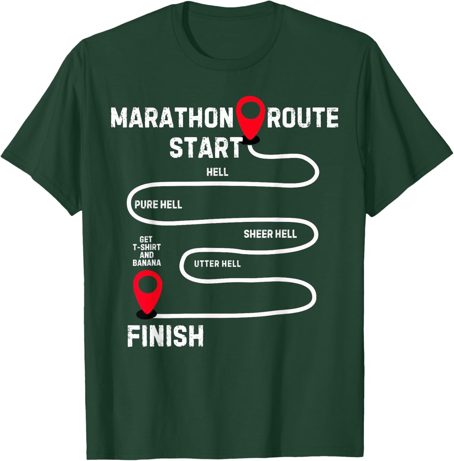 Marathoner Finisher Marathon Running Route Funny Runner T-Shirt - T-Shirt | Forest