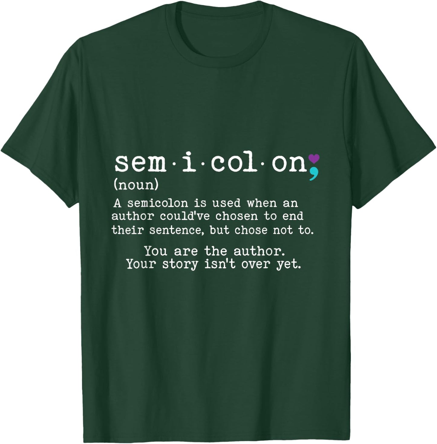 Retro Semicolon Definition Suicide Prevention Awareness 988 T-Shirt - T-Shirt | Forest