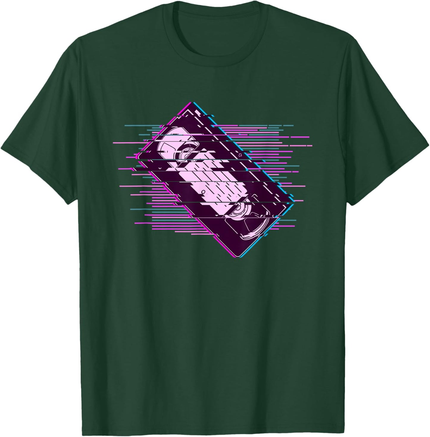 Pixelated Retro Video Cassette Vaporwave T-Shirt - T-Shirt | Forest