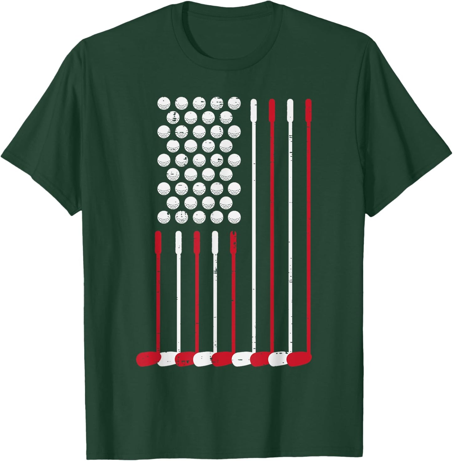 Golf Balls Clubs US Flag 4th July Patriotic Golfer Dad Men T-Shirt - T-Shirt | Forest