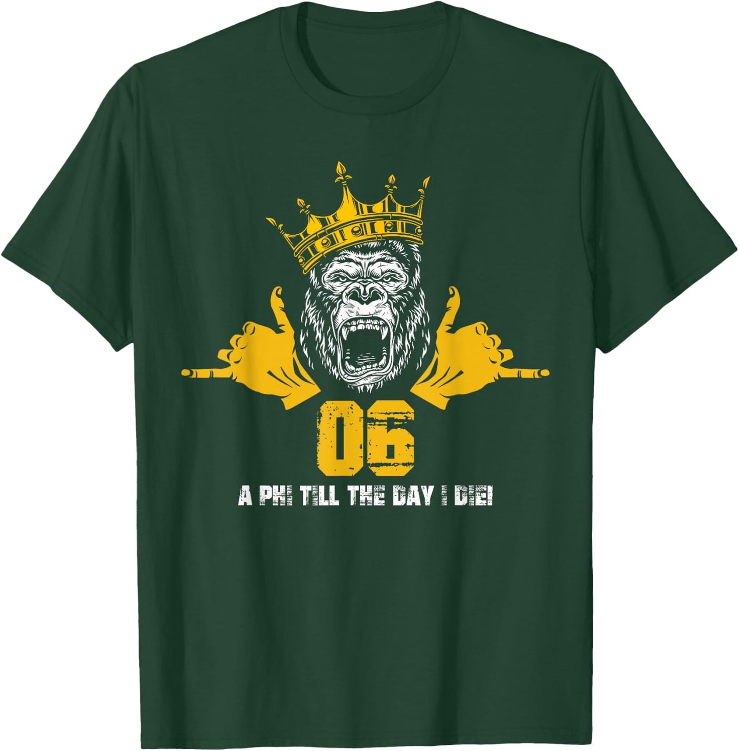 Alpha African 1906 Fraternity Hand Sign Ape Crown T-Shirt - T-Shirt | Forest