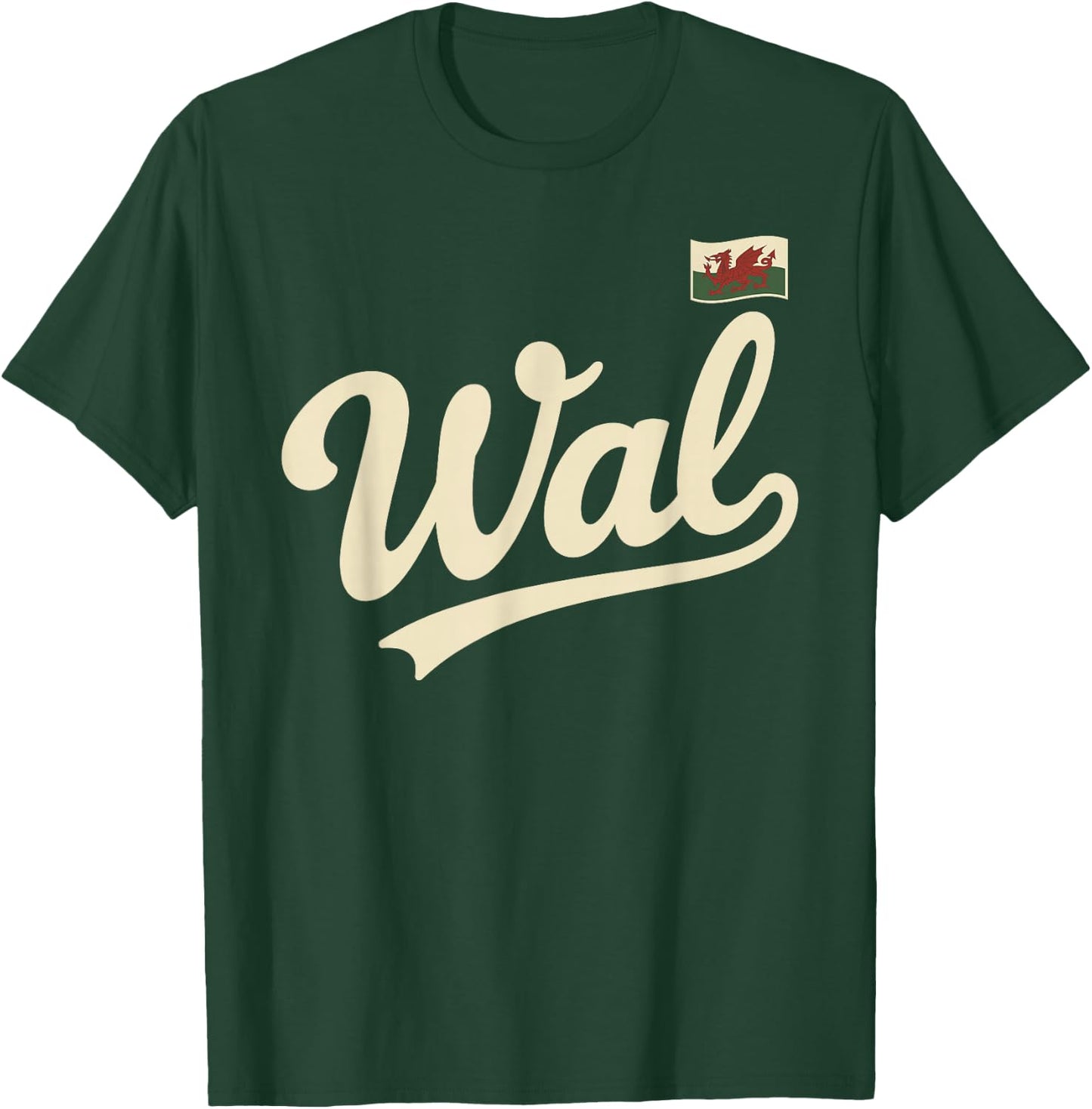 Wales Vintage Script Fan T-Shirt - T-Shirt | Forest