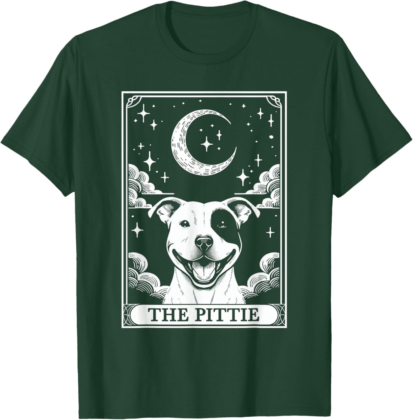 Tarot Card Vintage Crescent Moon Pit Bull Dog Pittie Mom Women Kids T-Shirt - T-Shirt | Forest