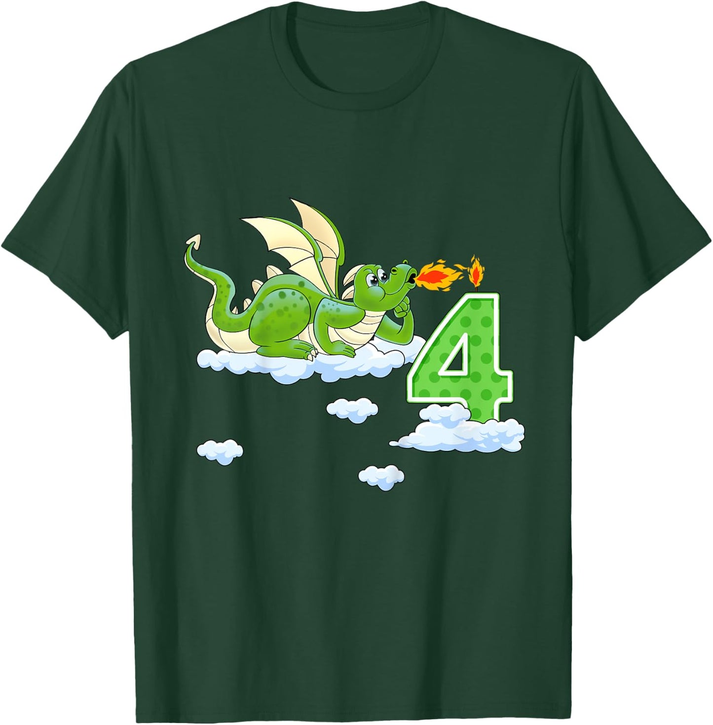 Kids 4th Birthday Knight Dragon Boy Birthday 4 Years T-Shirt - T-Shirt | Forest