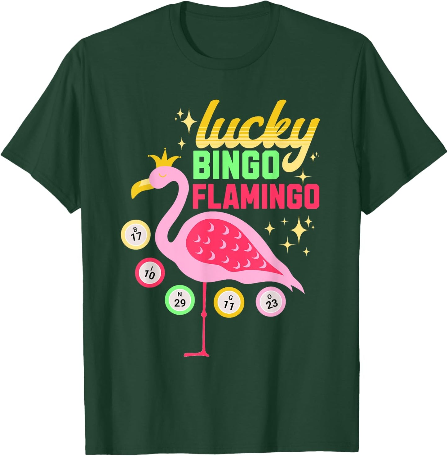 Bingo Lucky Flamingo Funny Bingo Player Lover Grandma Women T-Shirt - T-Shirt | Forest