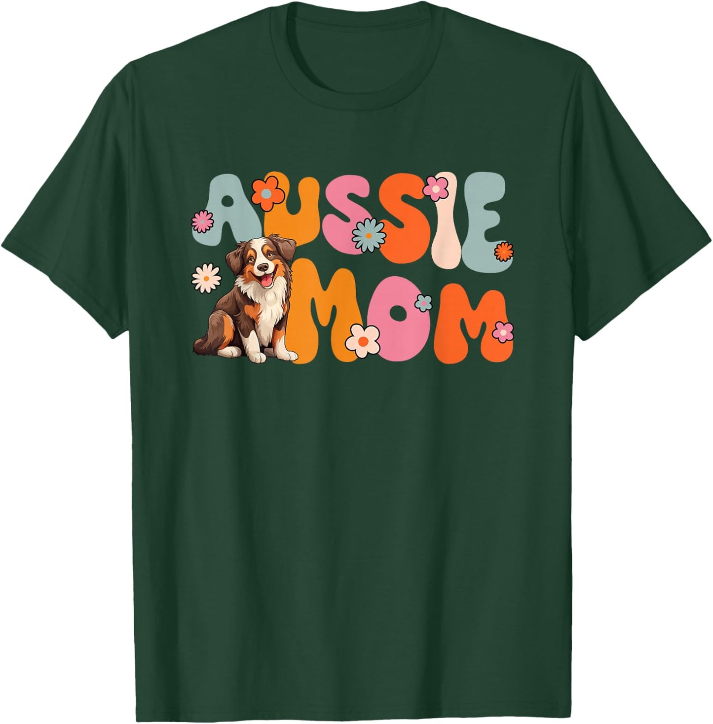 Australian Shepherd Red Tri Groovy Aussie mom T-Shirt - T-Shirt | Forest