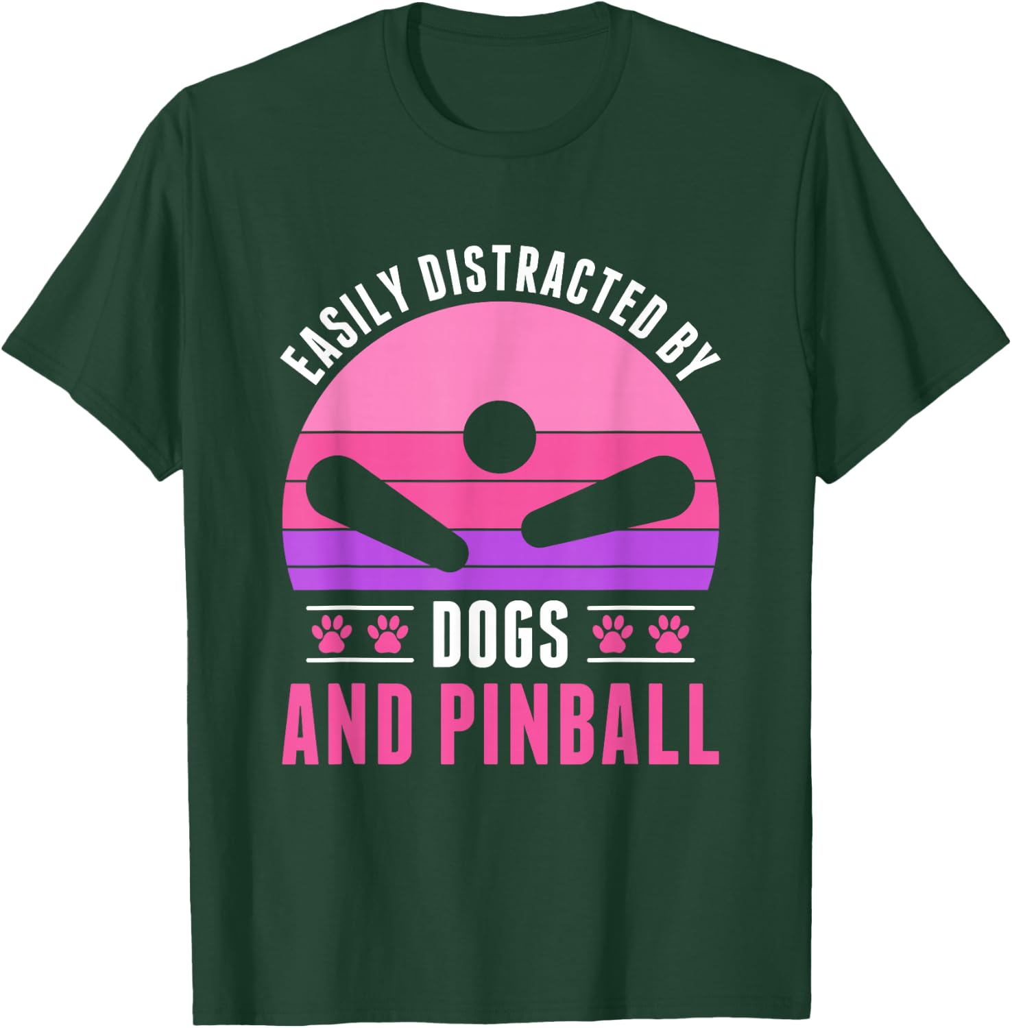 Easily Distracted by Pinball and Dogs Pinball Women Girls T-Shirt - T-Shirt | Forest