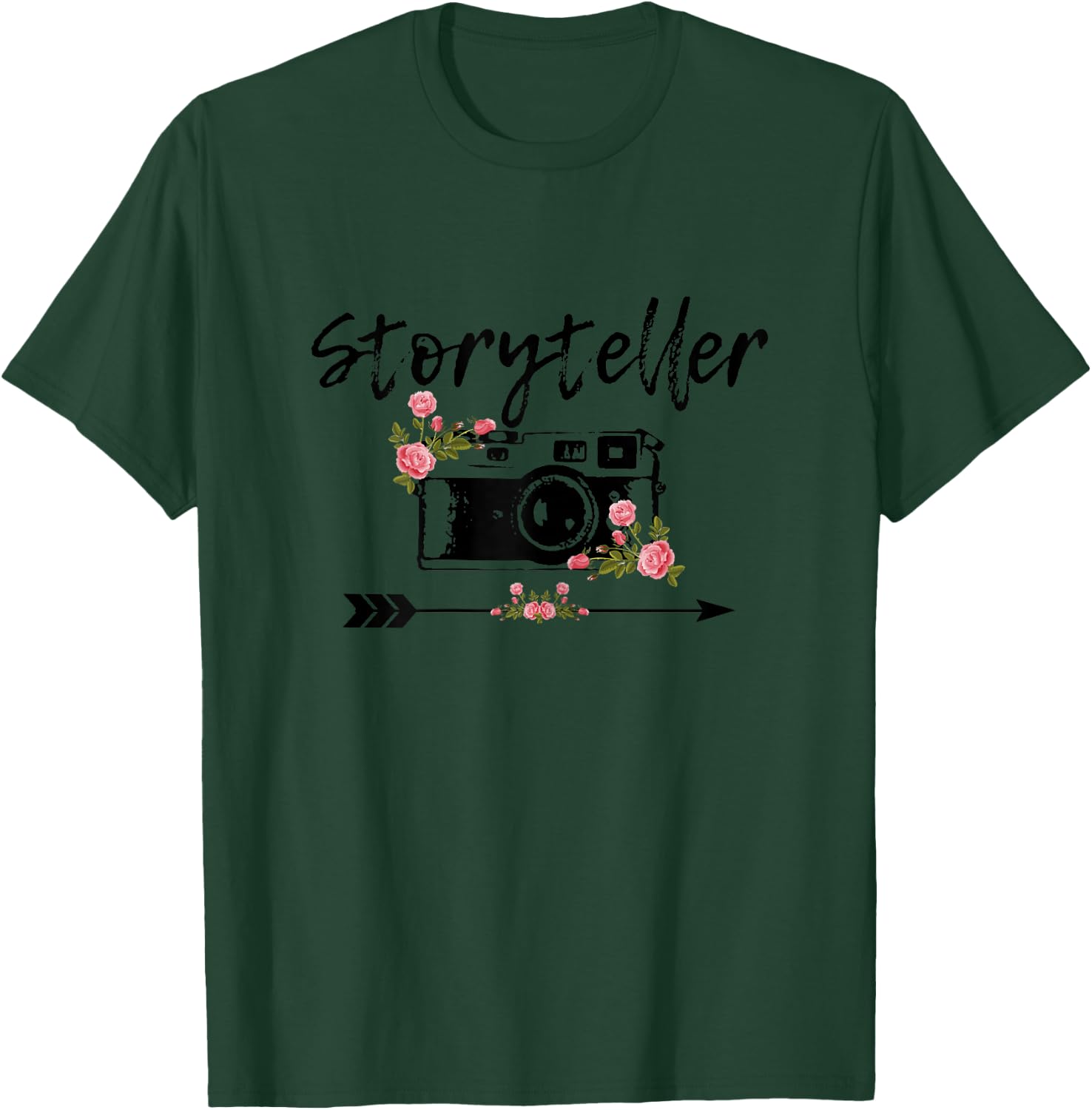 Photographer Story Plate Vintage Floral Camera Photography T-Shirt - T-Shirt | Forest