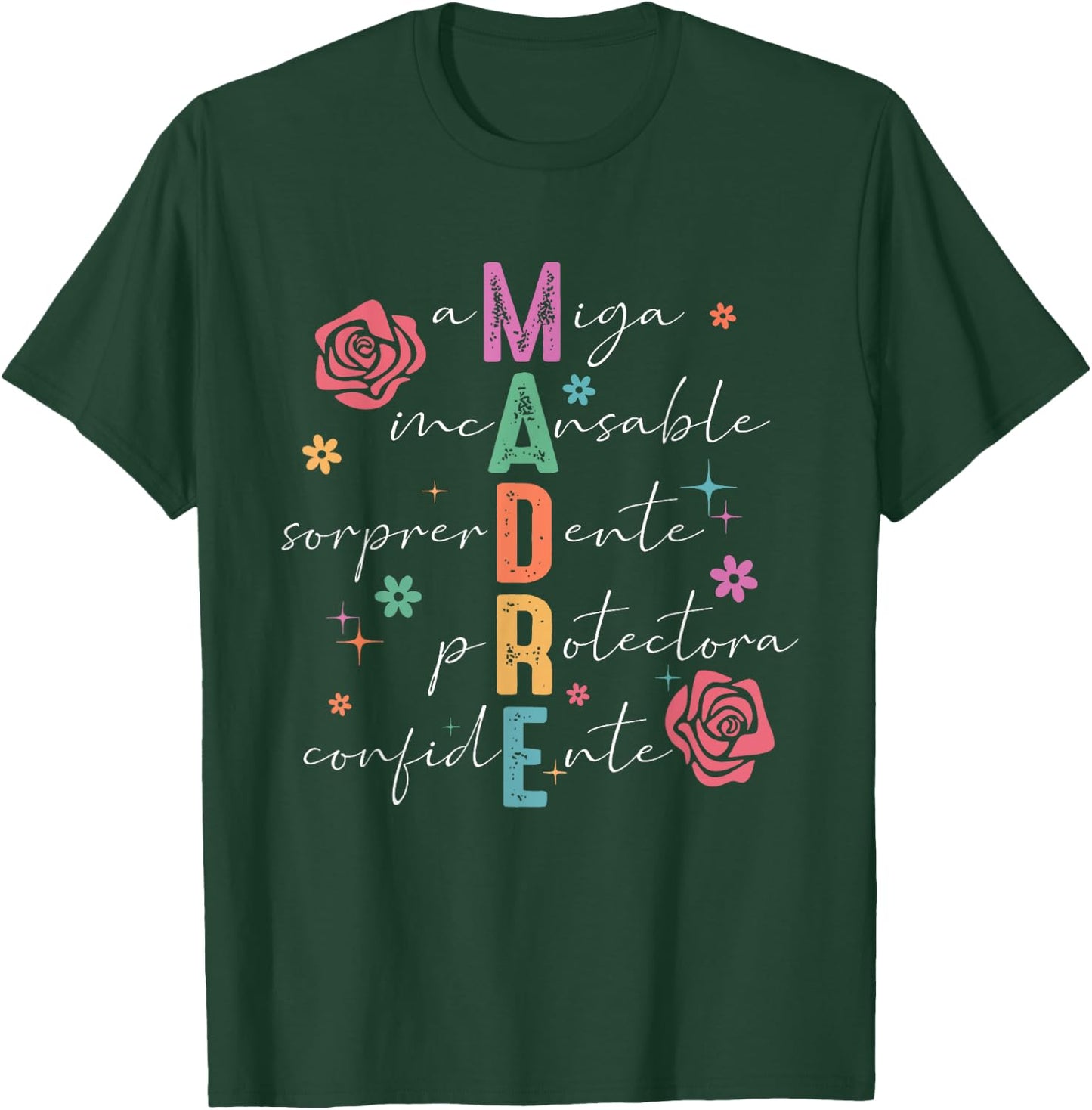 Spanish Mothers Day Retro Madre Amiga Incansable Mothers Day T-Shirt - T-Shirt | Forest