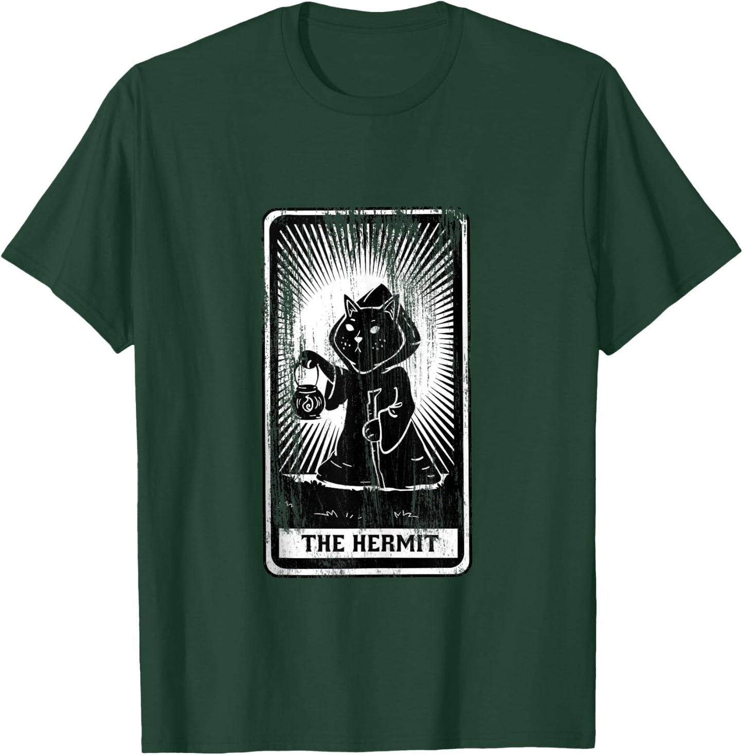 Black Cat Hermit Tarot Card T-Shirt - T-Shirt | Forest