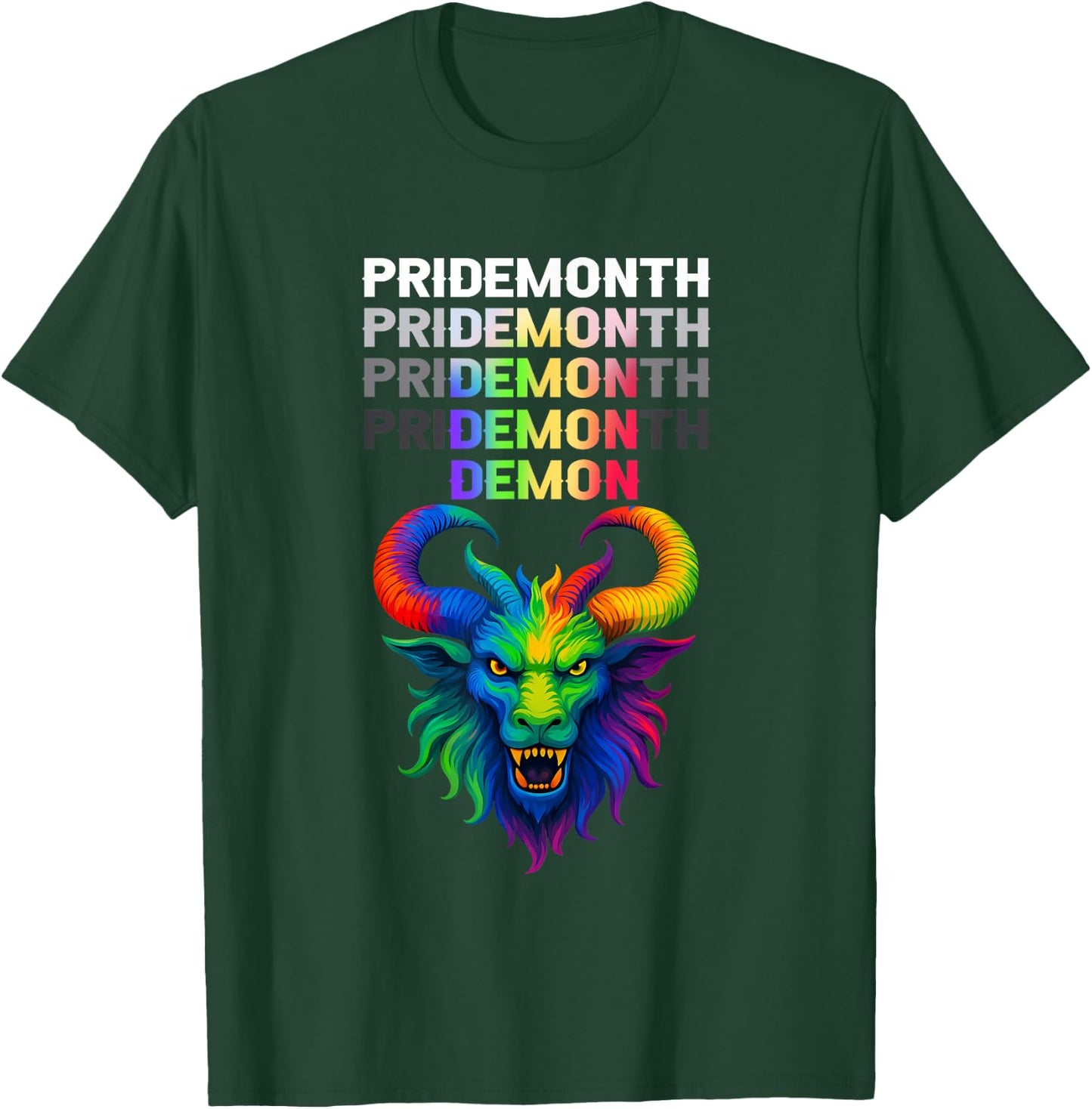 Pride Month Demon Baphomet Goat Psychedelic Mythical Outfit T-Shirt - T-Shirt | Forest