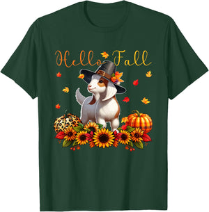 Fall Thanksgiving Goat Costume Autumn Leopard Pumpkins T-Shirt - T-Shirt | Forest