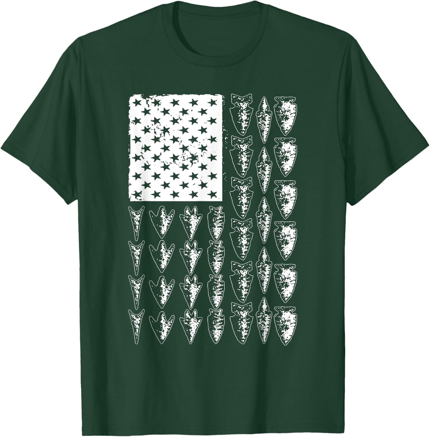 Cool Arrowhead Women Bowhunt Arrow Hunting USA Flag T-Shirt - T-Shirt | Forest