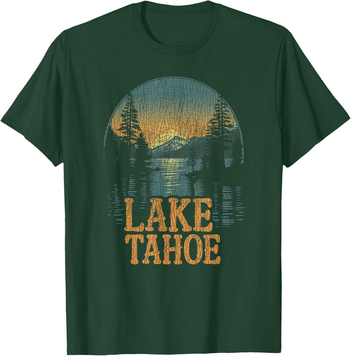 Lake Tahoe -California Mountain Vintage Men Women Kids Retro T-Shirt - T-Shirt | Forest