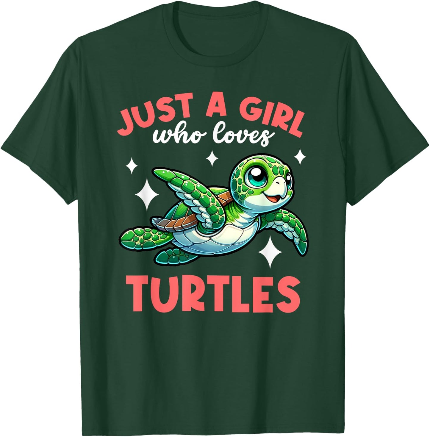 Just A Girl Who Loves Turtles Sea Turtle Lover Graphic T-Shirt - T-Shirt | Forest