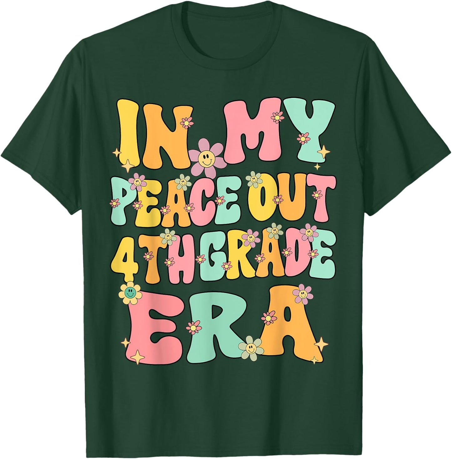 In My Peace Out 4th Grade Era Groovy Last Day Of 4th Grade T-Shirt - T-Shirt | Forest