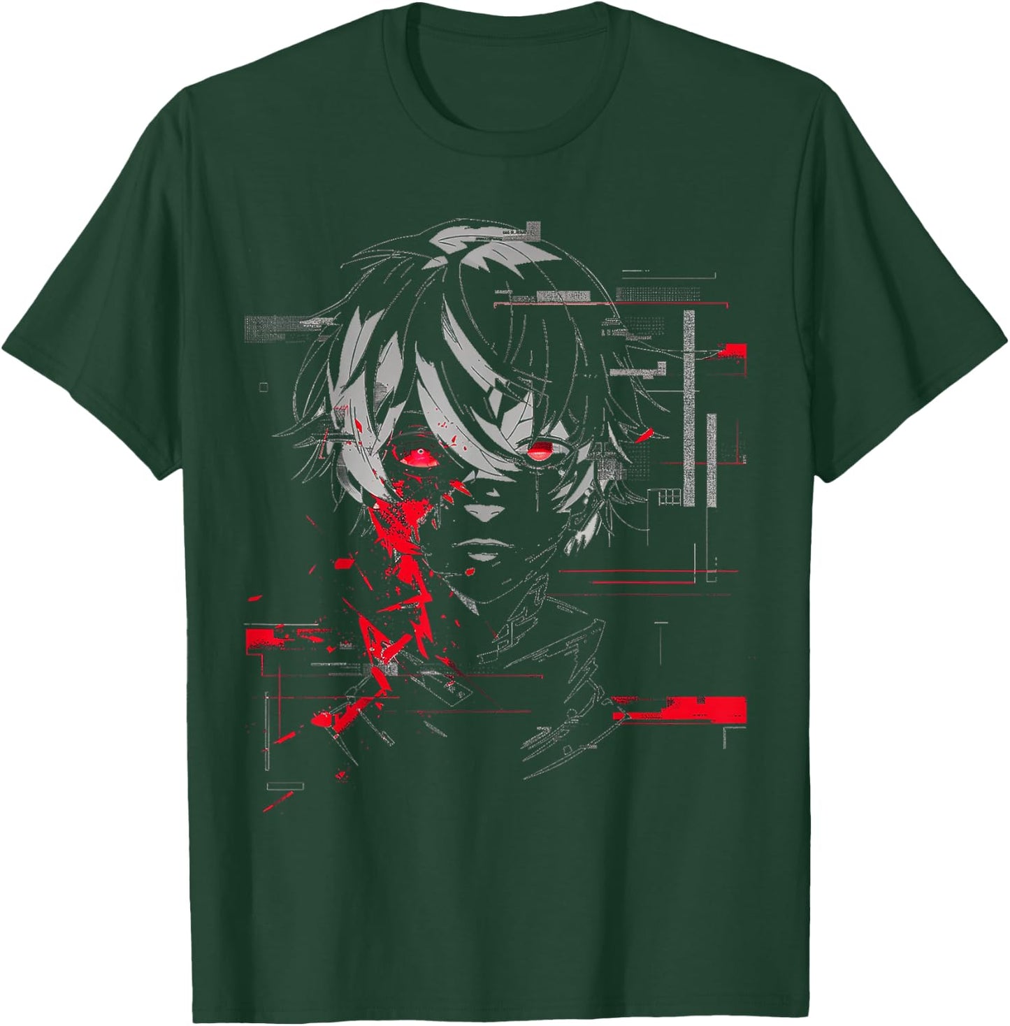 Anime Manga Motif Red-Eyes Artwork Anime T-Shirt - T-Shirt | Forest
