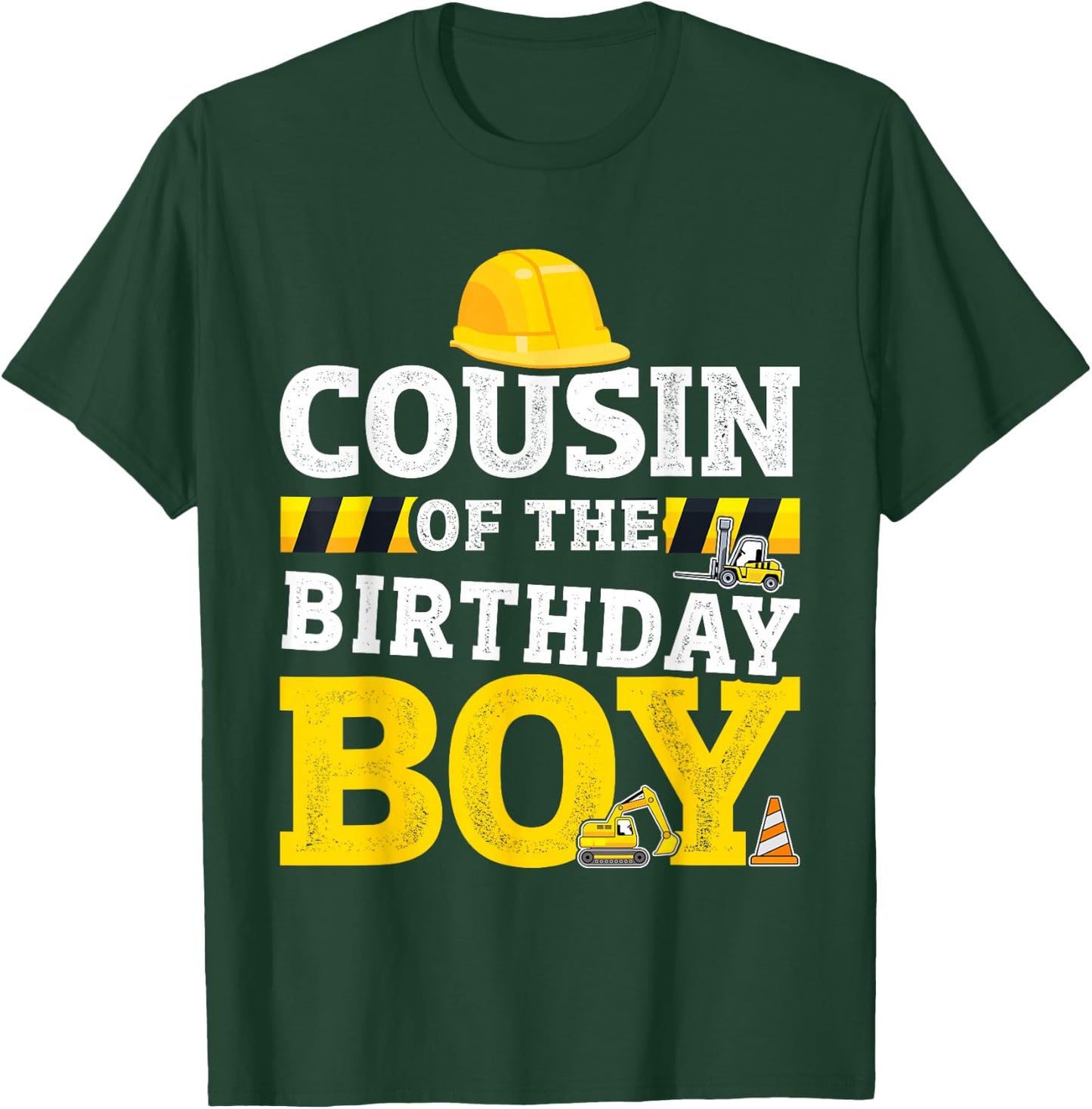 Cousin of birthday boy matching family construction party T-Shirt - T-Shirt | Forest