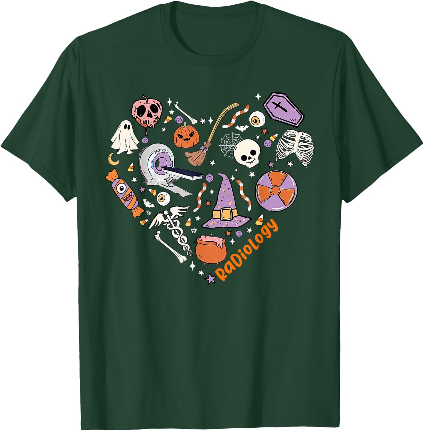 Halloween Radiology Heart Technologist X-ray Tech Autumn T-Shirt - T-Shirt | Forest