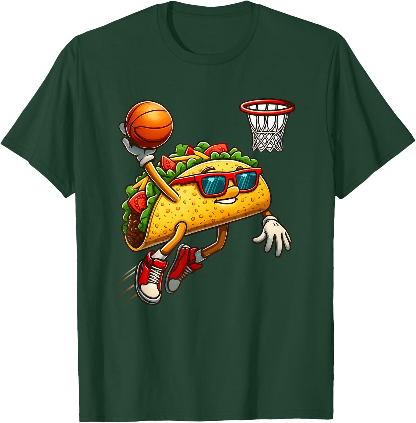 Slam Dunk Fiesta - Basketball Taco Fun T-Shirt - T-Shirt | Forest