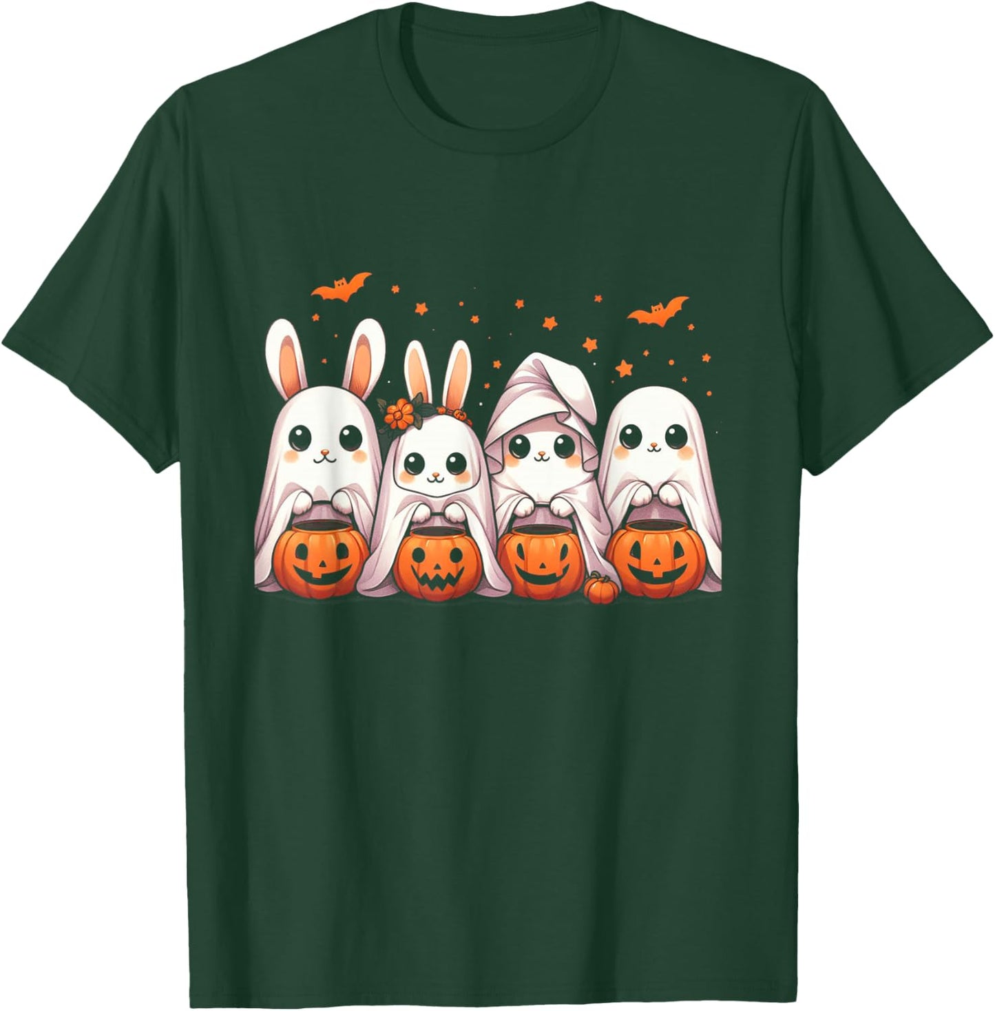 Cute Fall Ghost Bunny Rabbit Halloween Costume T-Shirt - T-Shirt | Forest