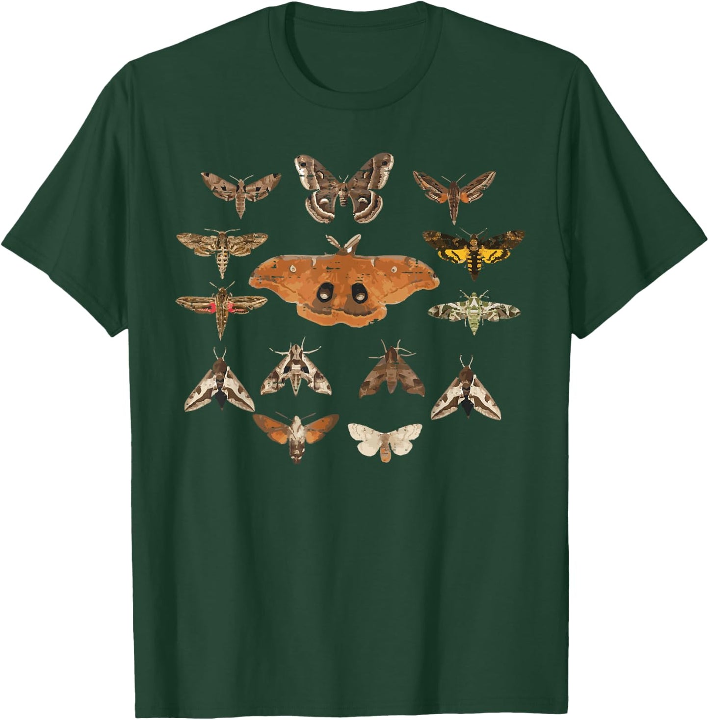 Moth Kinds Retro Lepidoptera Insect Entomology Men Women Kid T-Shirt - T-Shirt | Forest