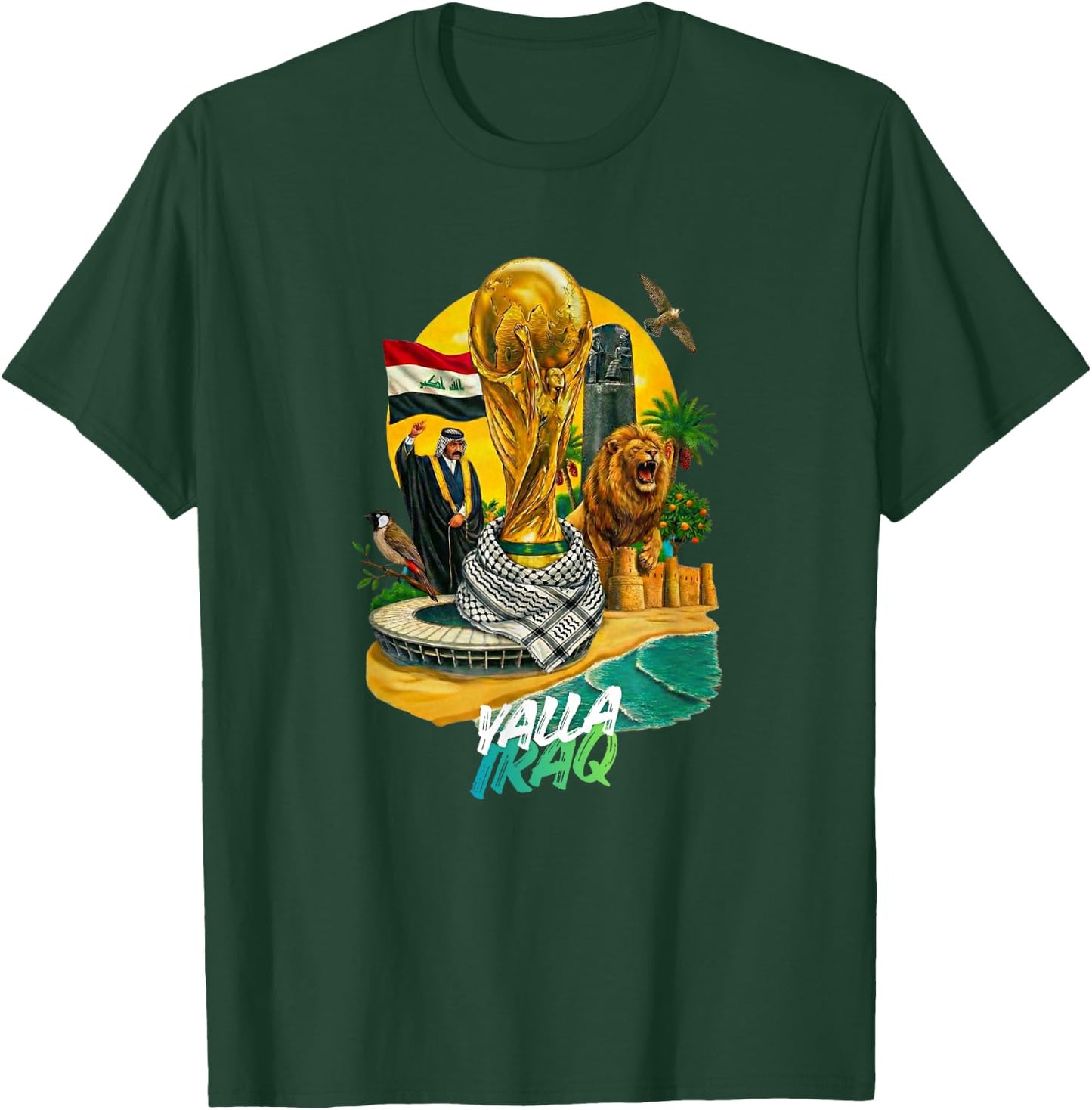Yalla Iraq Football Fan Lions of Mesopotamia Pride T-Shirt - T-Shirt | Forest