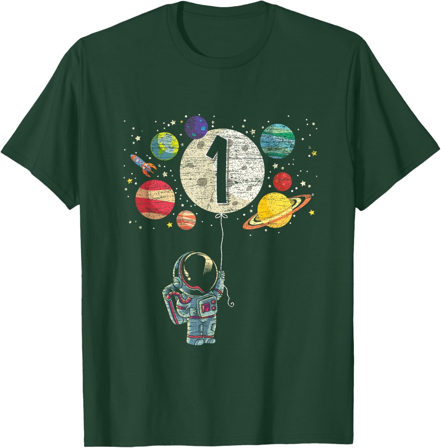 1 Years Old Birthday Boy Gifts Astronaut 1st Birthday T-Shirt - T-Shirt | Forest