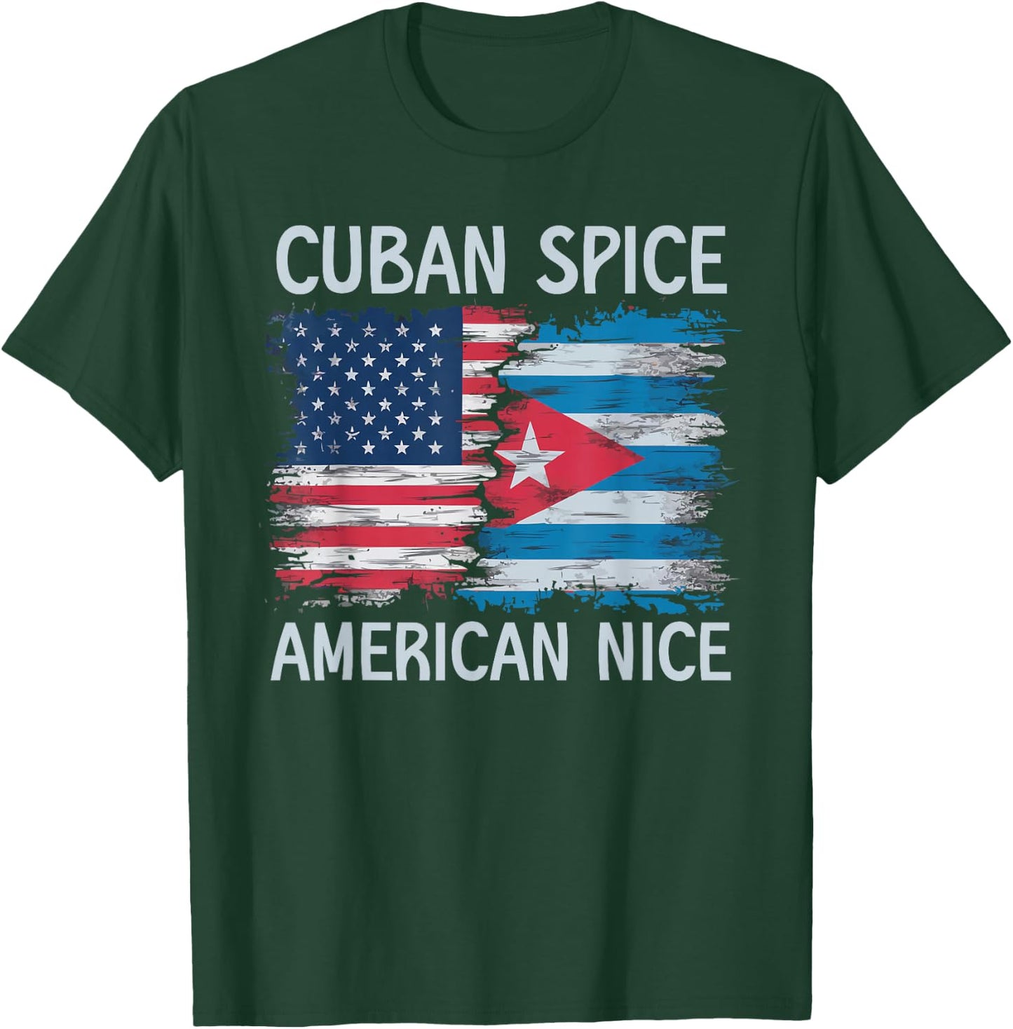 Half Cuban Half American USA Flag Cuba America T-Shirt - T-Shirt | Forest