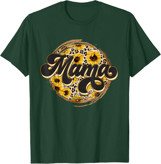Cute Mama Cow Print Sunflower Leapard Mother's day T-Shirt - T-Shirt | Forest