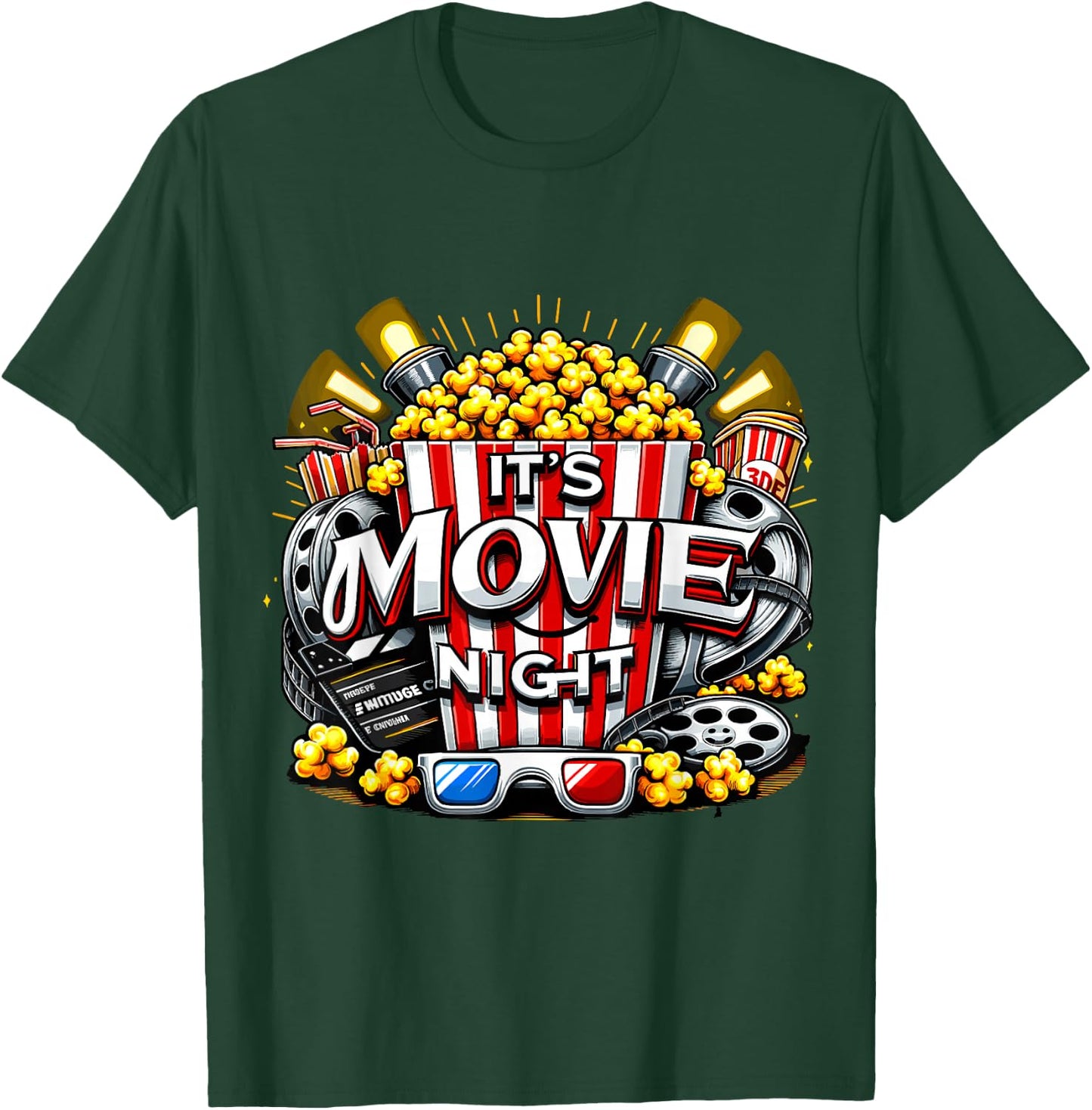 It's Movie Night Popcorn Cinema T-Shirt - T-Shirt | Forest