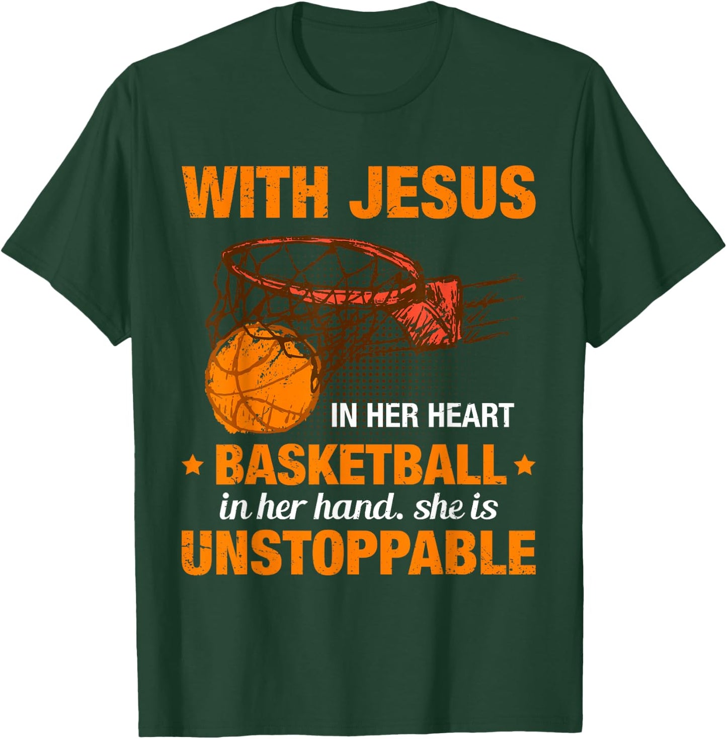 Christian Basketball Girl Religious Jesus Basketball Lover T-Shirt - T-Shirt | Forest