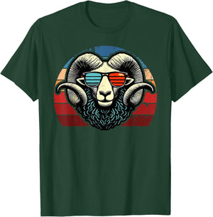 Retro Ram in Sunglasses Men Women Kids Novelty Funny Ram T-Shirt - T-Shirt | Forest