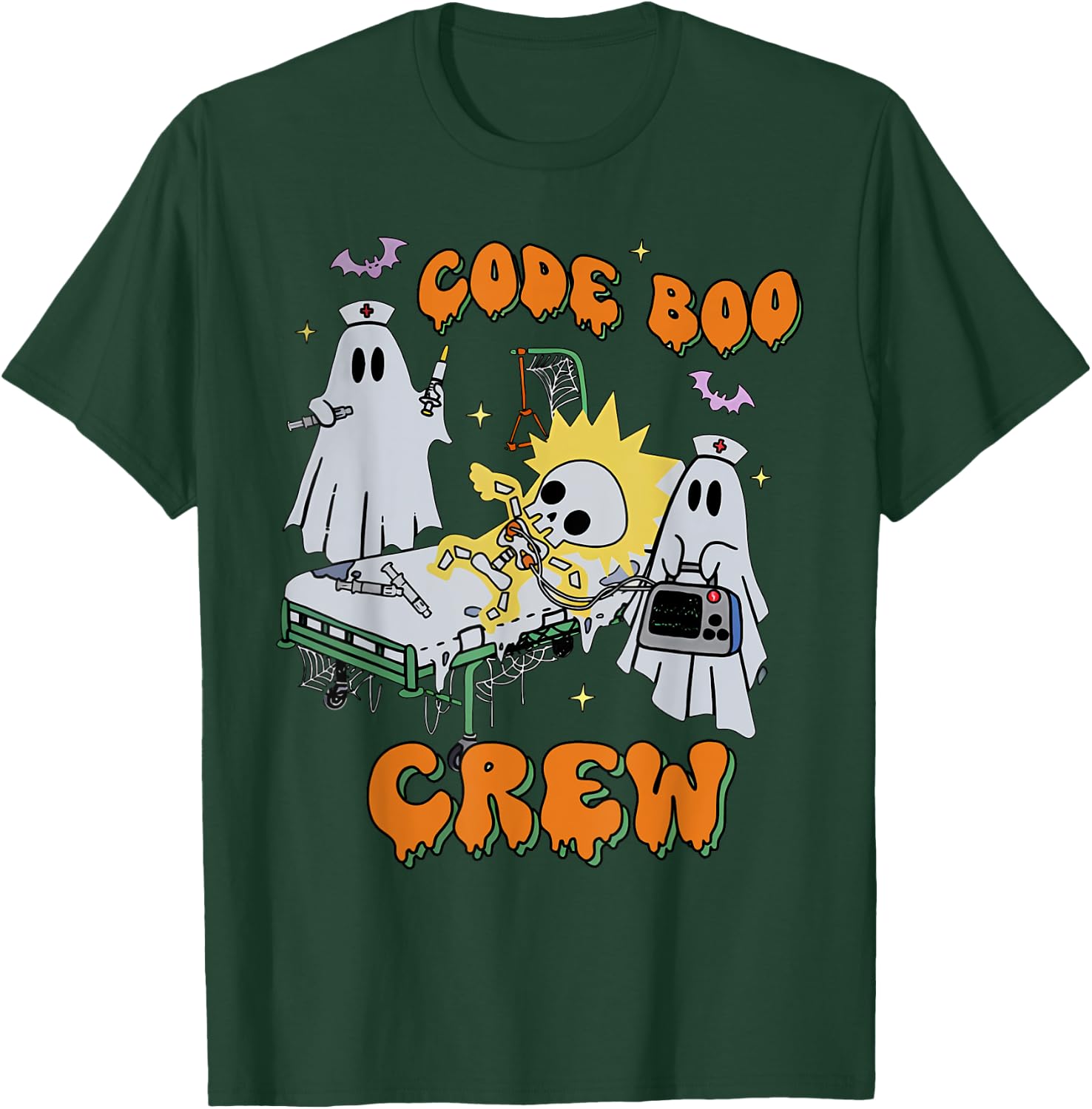 Code Boo Crew Funny Ghost Nurse Halloween Costume Nursing T-Shirt - T-Shirt | Forest