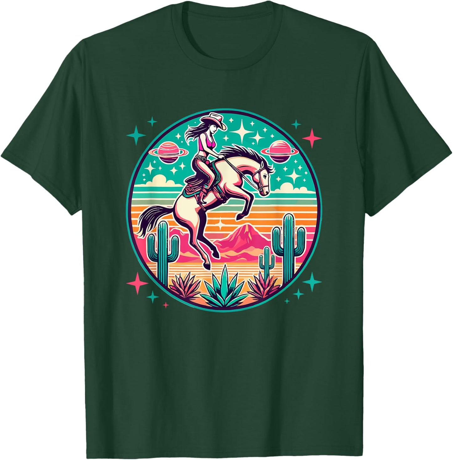 Space Cowgirl Outfit Cosmic Costume Galactic Western Riding T-Shirt - T-Shirt | Forest