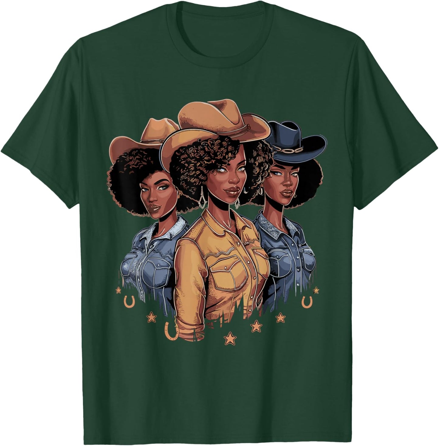 Black Cowgirl Rodeo Melanin T-Shirt - T-Shirt | Forest