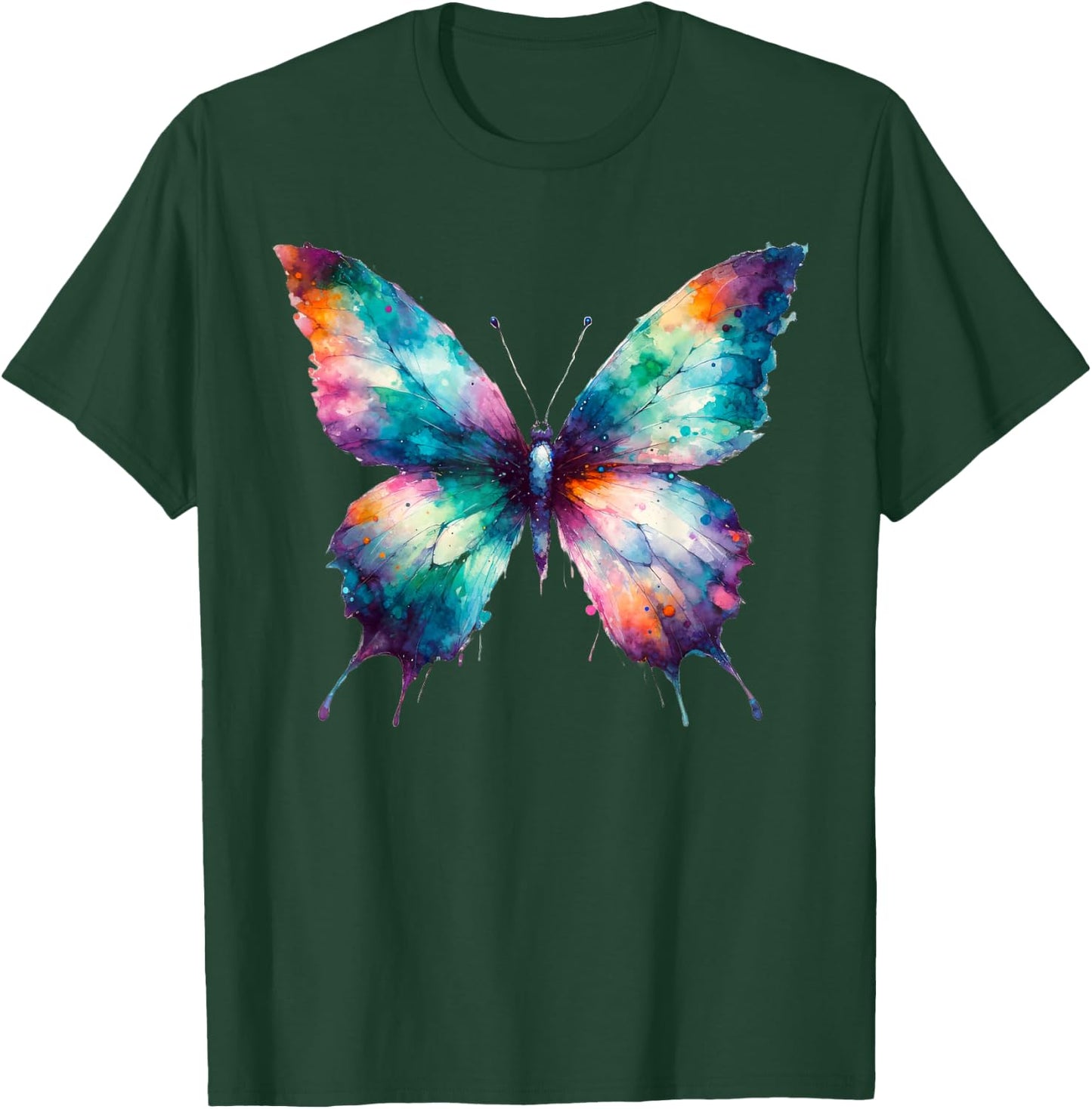 Watercolor Butterfly Art Butterflies , Small, Black T-Shirt - T-Shirt | Forest