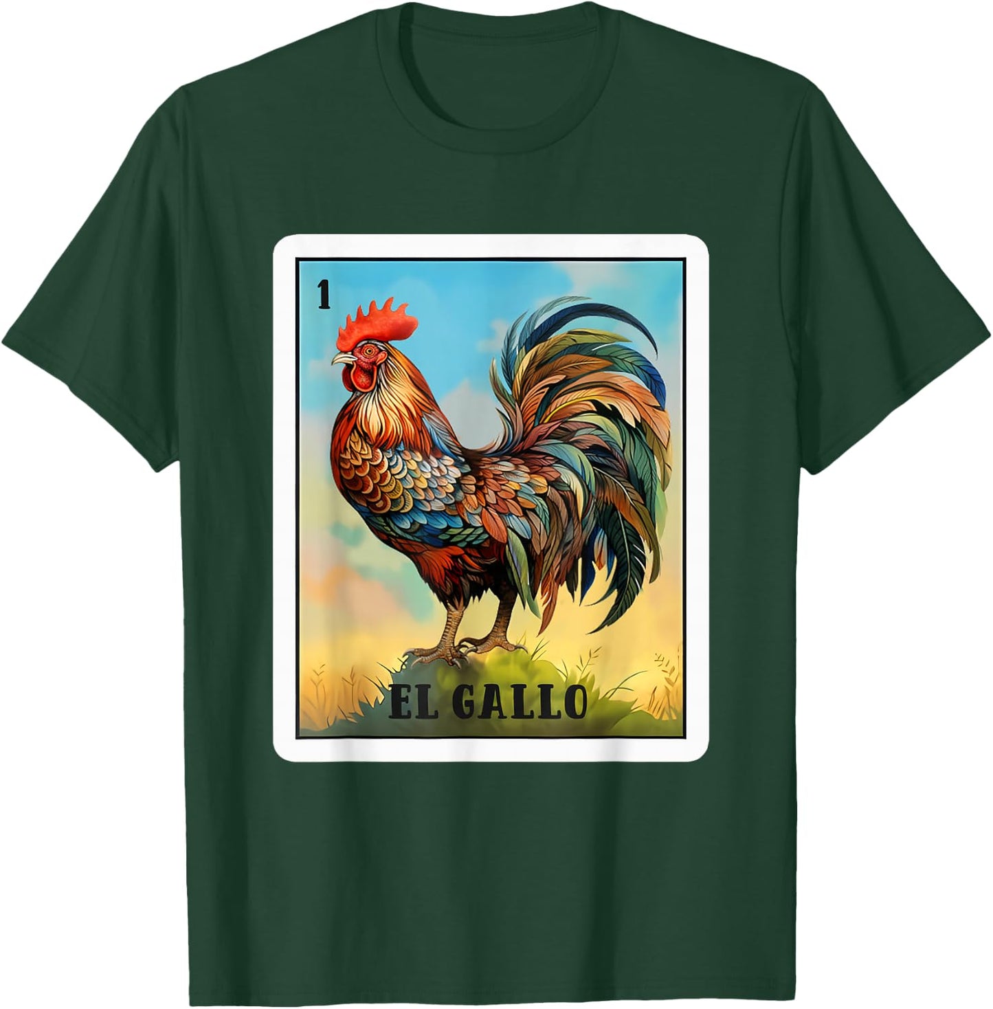 Mexican El Gallo Bingo Card Game Traditional Rooster Card T-Shirt - T-Shirt | Forest