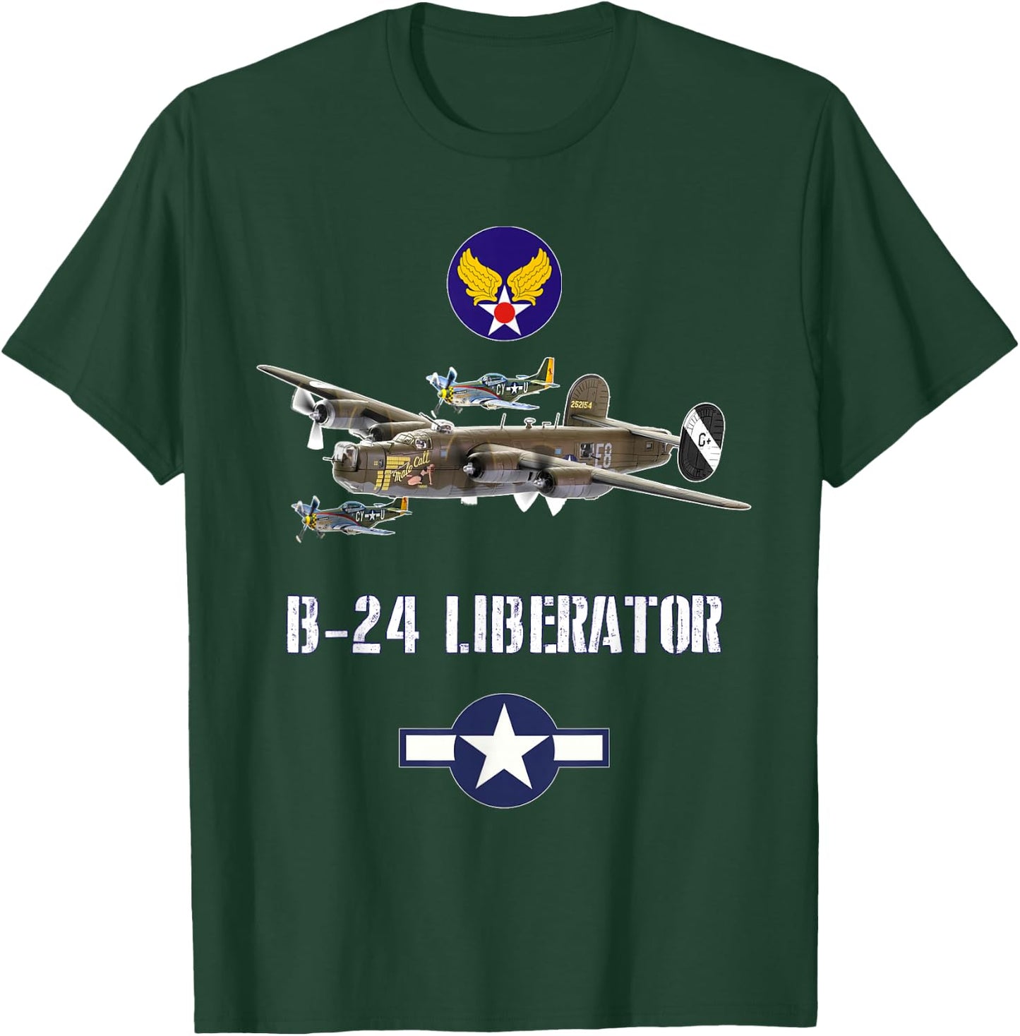 USAAF B-24 Liberator WW2 Bomber Airplane T-Shirt - T-Shirt | Forest