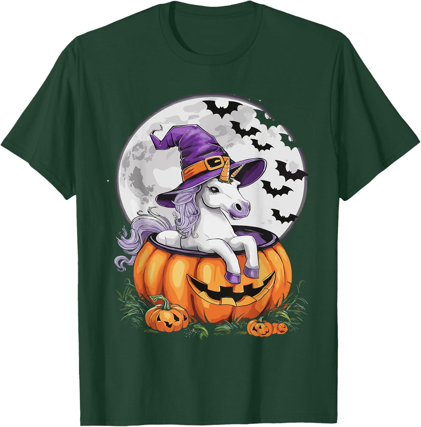 Cute Unicorn Halloween Girls Women Witchy Unicorn Halloween T-Shirt - T-Shirt | Forest