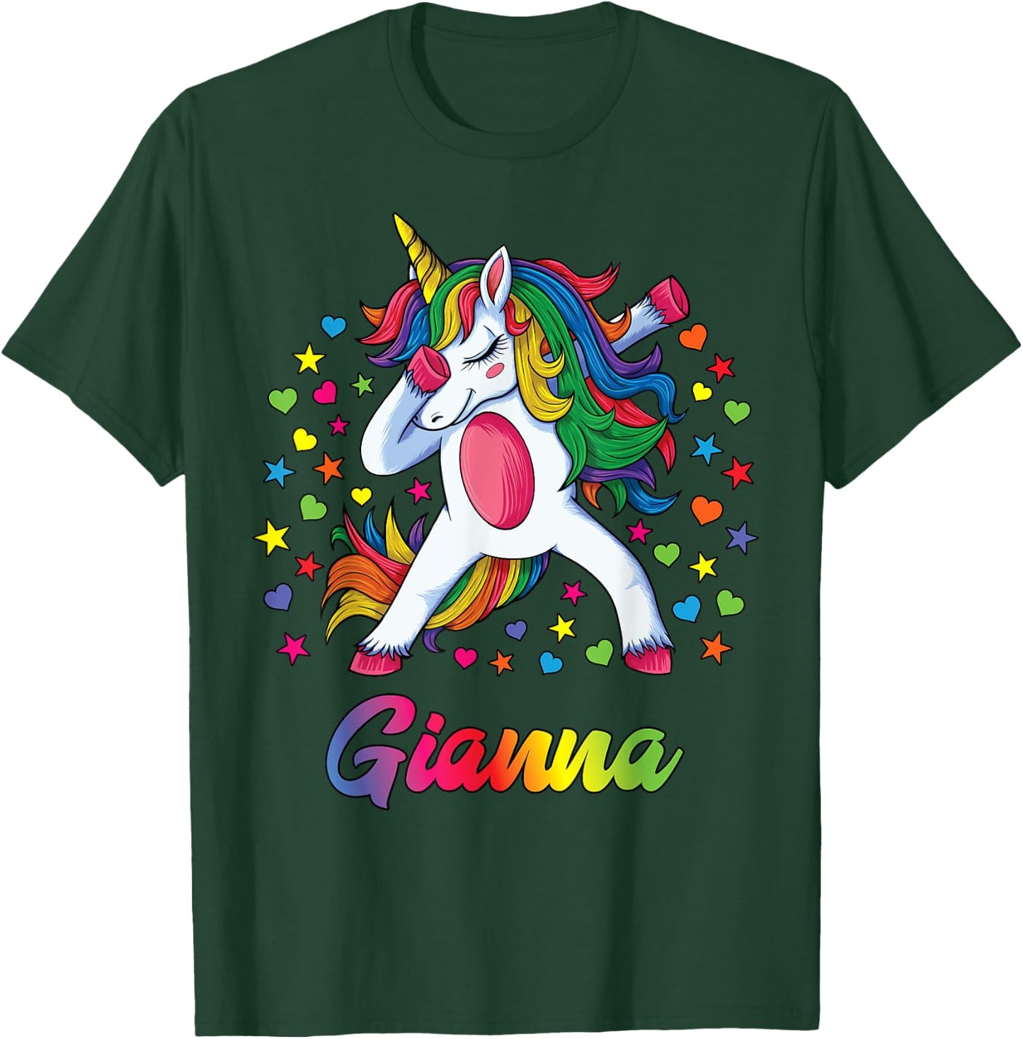Gianna Personalised Name Unicorn Girl Gift T-Shirt - T-Shirt | Forest