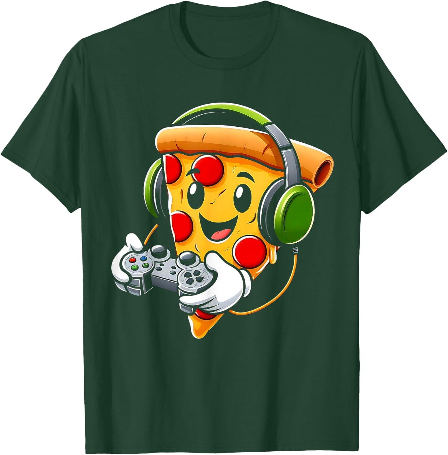 Funny Gamer Pizza Gaming Food Lovers Play Video Games T-Shirt - T-Shirt | Forest