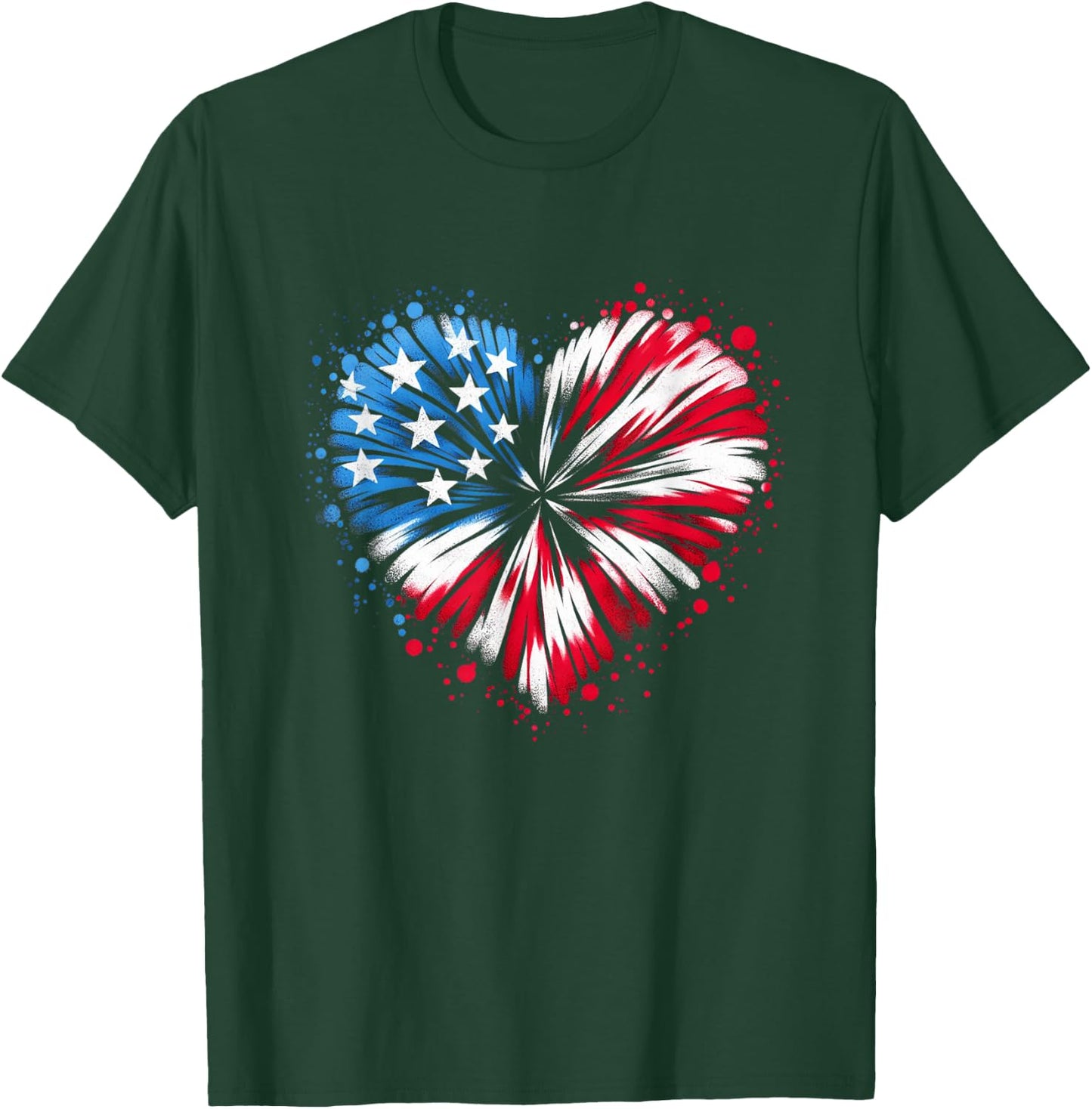 Tie dye Heart USA Flag Colors white, Red & Blue 4th Of July Women Kids Men T-Shirt - T-Shirt | Forest