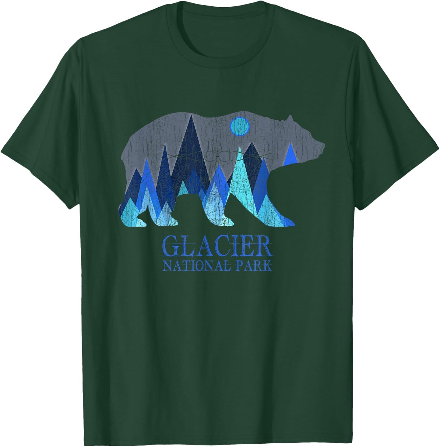 Retro Glacier Grizzly Bear Glacier National Park Small T-Shirt - T-Shirt | Forest