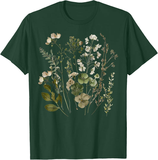 Vintage Flowers Goblincore Cottagecore Flowers gardener T-Shirt - T-Shirt | Forest